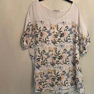 Floral Butterfly print Linen Top